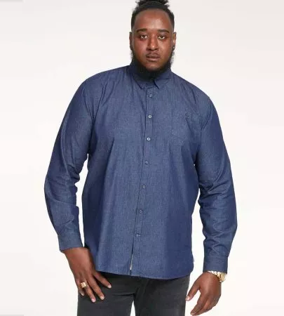 Duke Direct - D555 Big Mens Long Sleeve Navy Check Shirt With