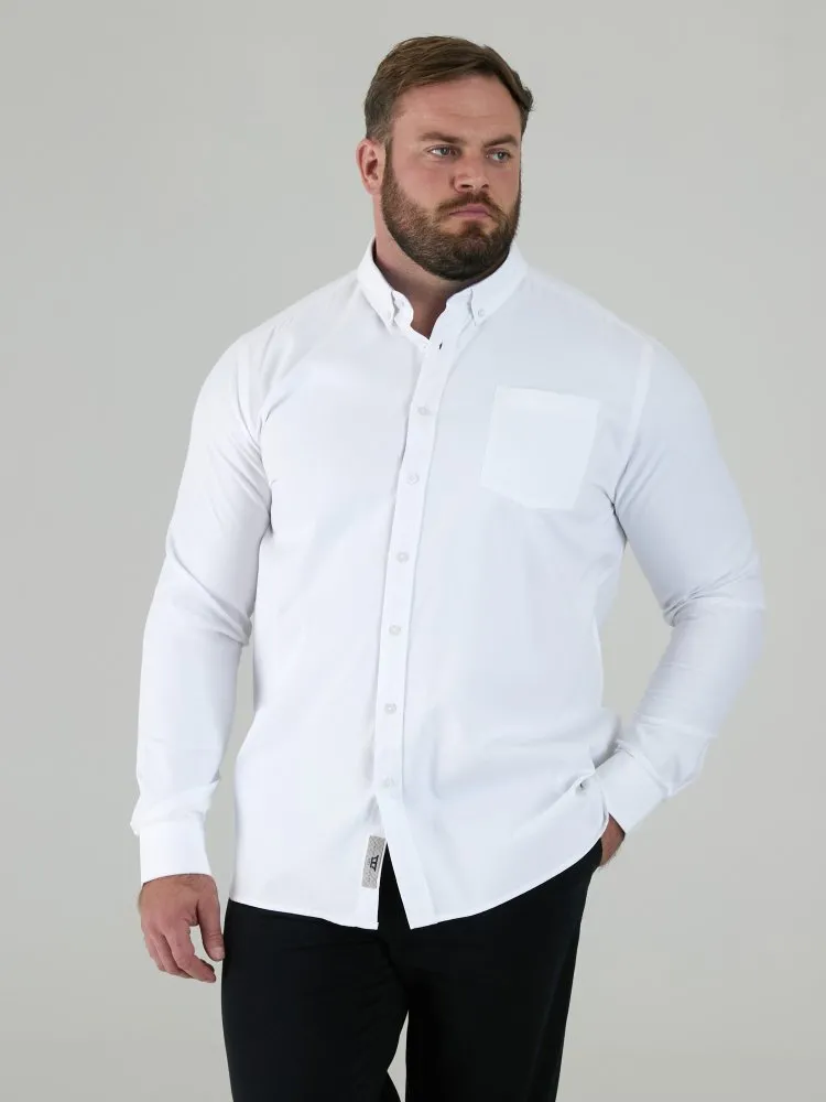 Duke Direct - D555 Big Mens White Oxford Shirt With Long Sleeves