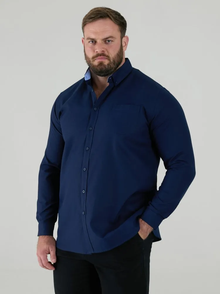 Duke Direct - D555 Big Mens Navy Oxford Shirt With Long Sleeves