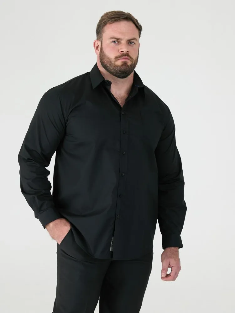 Duke Direct - D555 Big Mens Black Long Sleeve Easy Iron Classic