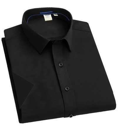 D555 Big Mens Black Short Sleeve Easy Iron Classic Regular Shirt (AERON )