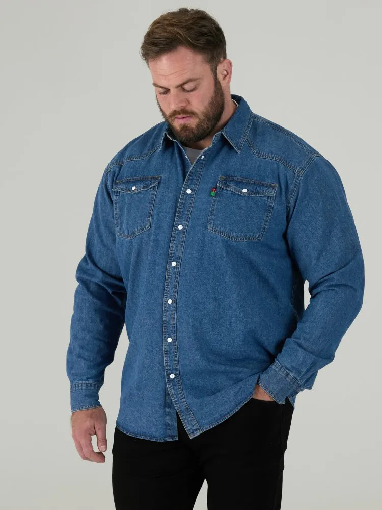 Duke Direct - Duke Big Mens Long Sleeve Blue Denim Shirt Western