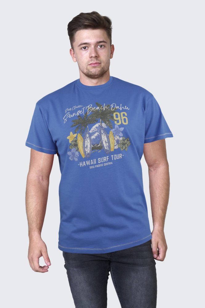 D555 Tall Mens Sunset Beach Chest Print T-Shirt (CHRISTIAN 1)