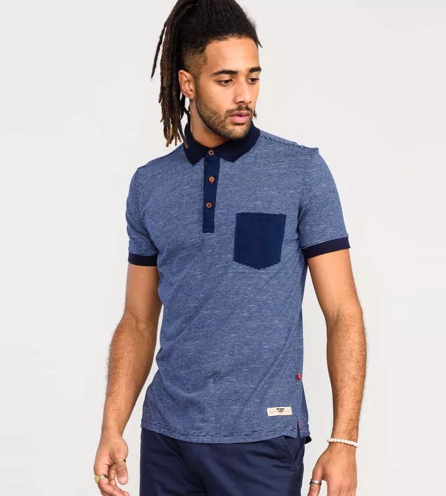 Duke Direct D555 Mens Fine Stripe Jersey Polo Shirt With Patch Pocket
