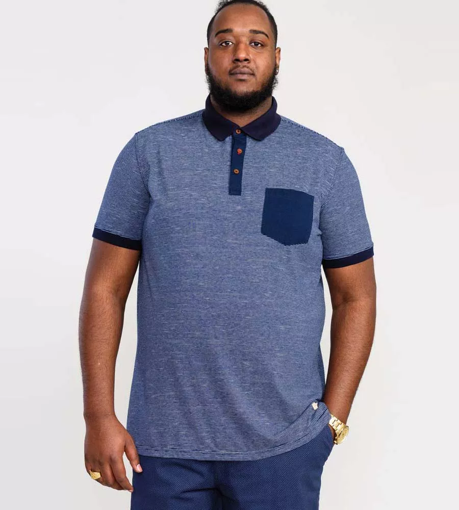 Duke Direct D555 Big Mens Fine Stripe Jersey Polo Shirt With Patch Poc