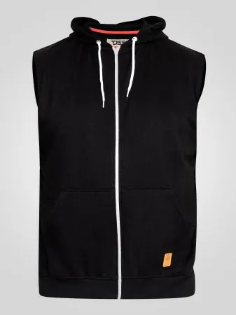 Duke Direct - D555 Big Mens Black Sleeveless Hoodie (BLAKE BLACK