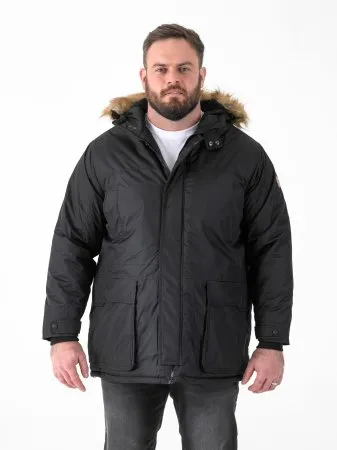 Duke Direct - D555 Big Mens Black Parka Style Jacket With