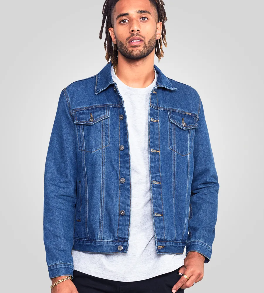 Duke Direct Duke Mens Blue Western Style Trucker Denim Jacket - Main Image