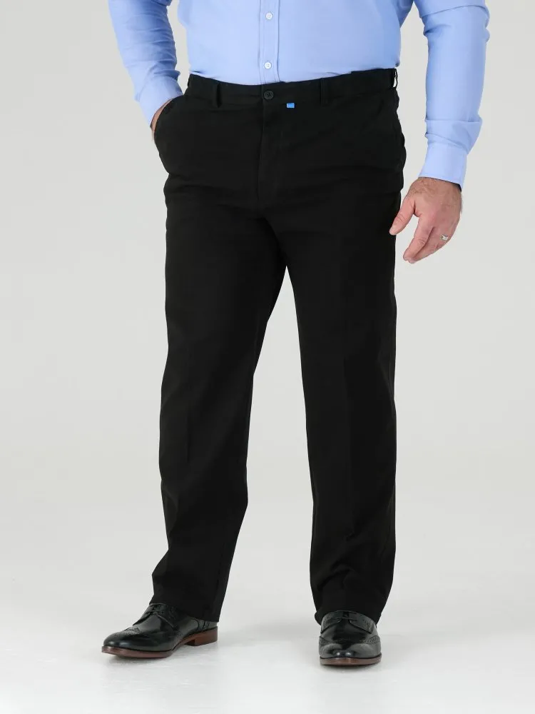 Duke Direct - D555 Big Mens Black Stretch Chino Pant With Xtenda