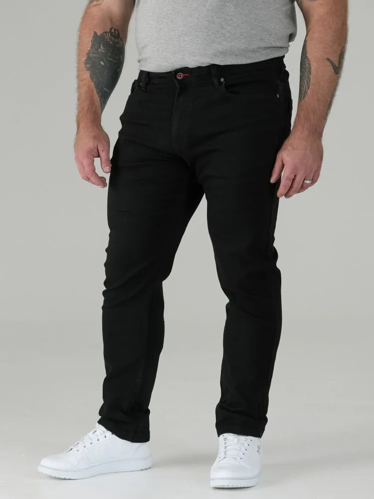 Duke Direct D555 Big Mens Tapered Fit Stretch Jeans In Black