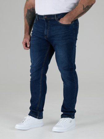 D555 Big Mens Tapered Fit Stretch Jeans in Dark Blue Stonewash (AMBROSE-KS) KS15495-K