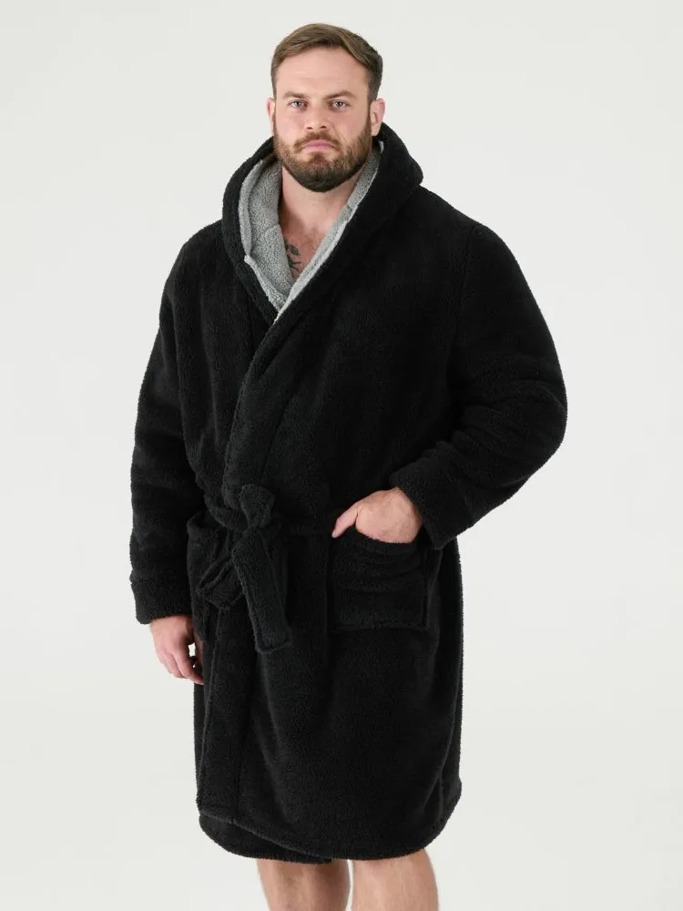 black dressing gown Men's Robe Woburn 8 Silk Satin Black