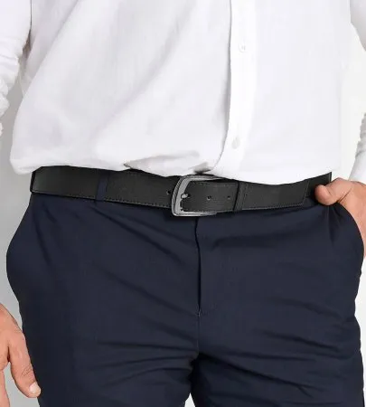 D555 Duke Men's Joseph Big Tall Leather Belt - Black, 3.5cm Wide, Metal Tip & Buckle - View #9