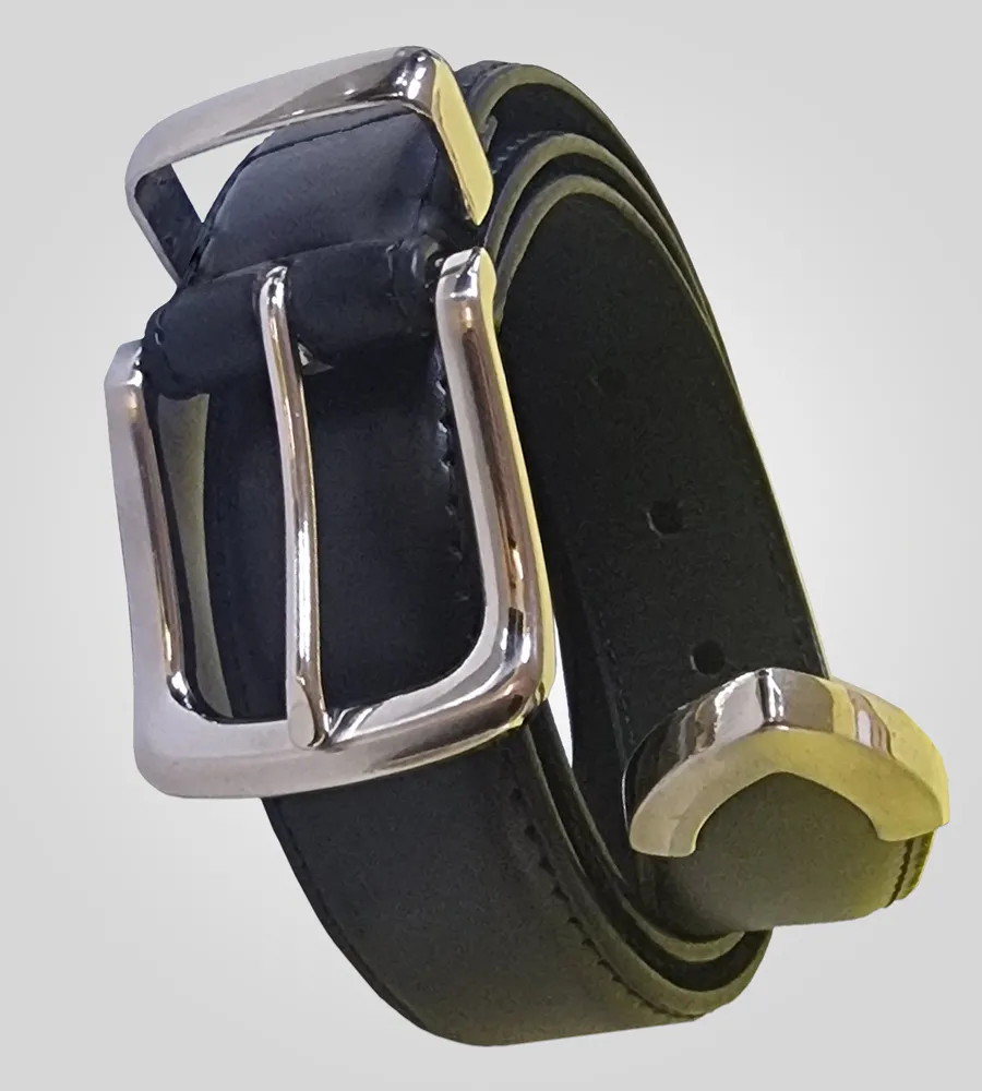 D555 Duke Men's Joseph Big Tall Leather Belt - Black, 3.5cm Wide, Metal Tip & Buckle - View #6