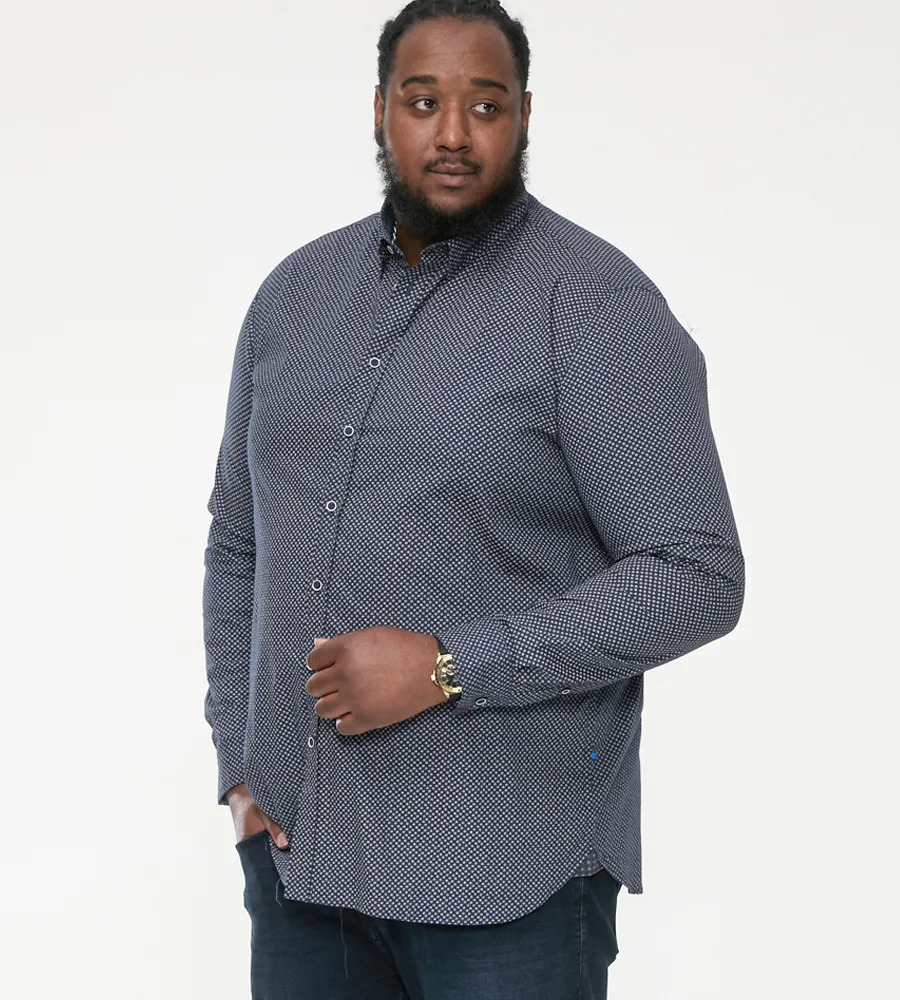 Duke Direct D555 Big Mens Long Sleeve Shirt With Micro All Over