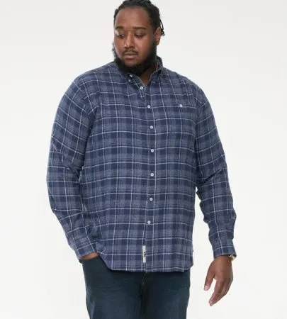 Duke Direct - D555 Big Mens Long Sleeve Navy Check Shirt With