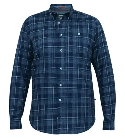 Duke Direct - D555 Big Mens Long Sleeve Navy Check Shirt With