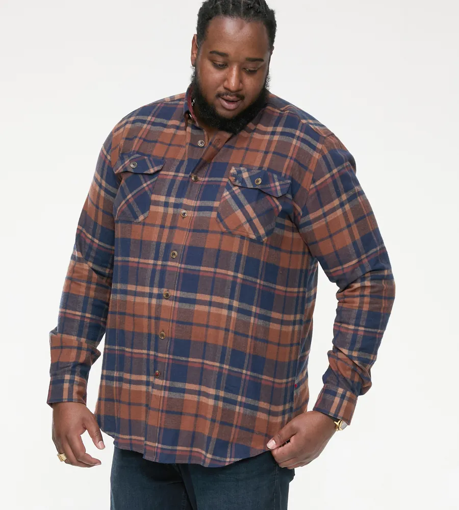 Duke Direct - D555 Big Mens Long Sleeve Check Overshirt With Two