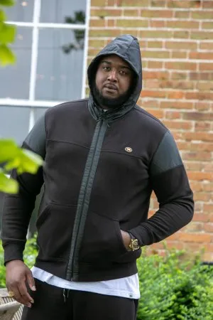 D555 Big Mens Couture Hoodie With Woven Contrast Fabric Trim DEAN
