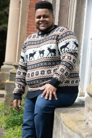 Duke Direct D555 Big Mens Christmas Jumper With Reindeer Design