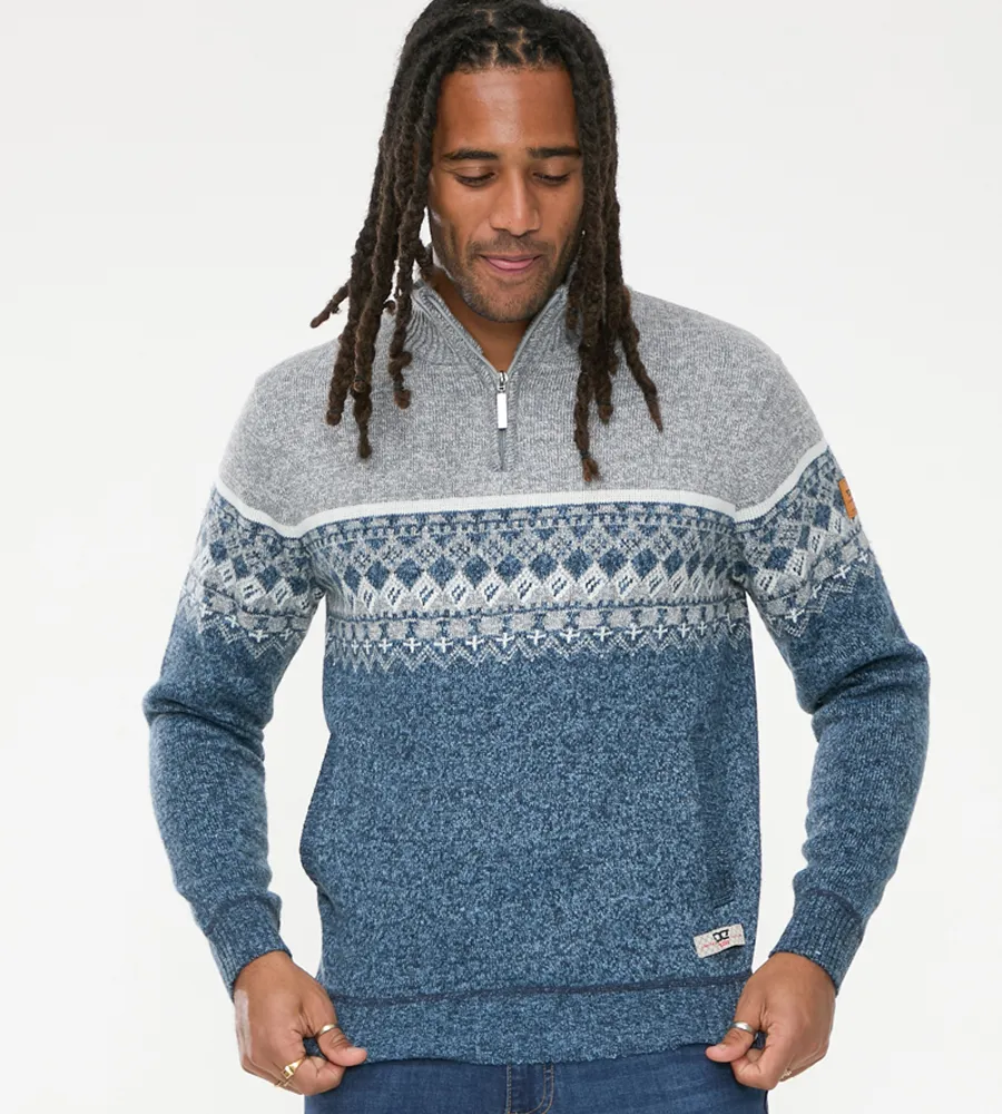 トップス DAIRIKU Cowboy Pullover Knit Duke Direct - D555 Tall Mens Fairisle Knitted Jumper With 1/4 Zip