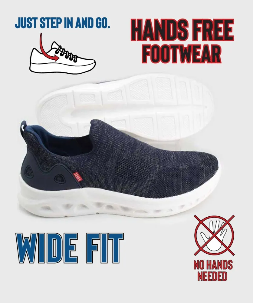 Duke Direct D555 Big Mens Navy Hands Free Shoes With Knitted Top BLYT