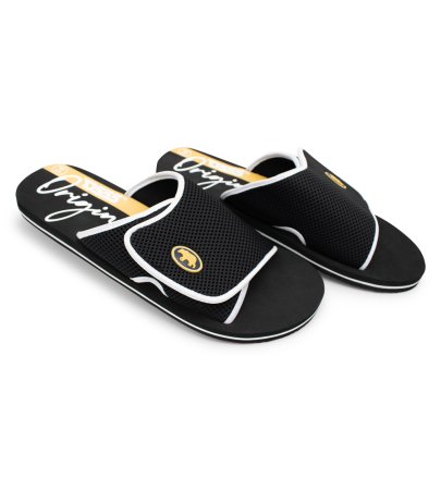 D555 Big Mens Black Slider With Velcro Fastening (DRAKE 2)