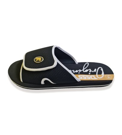 D555 Big Mens Black Slider With Velcro Fastening (DRAKE 2)