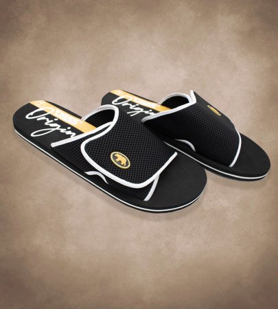 D555 Big Mens Black Slider With Velcro Fastening (DRAKE 2)