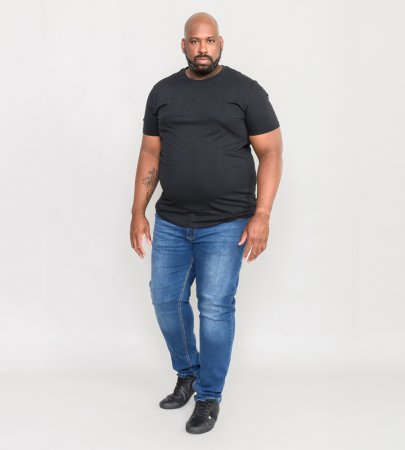 D555 Big & Tall 5 PACK Combed Cotton Crew Neck T-Shirt-BLACK