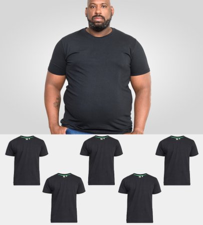 D555 Big & Tall 5 PACK Combed Cotton Crew Neck T-Shirt-BLACK