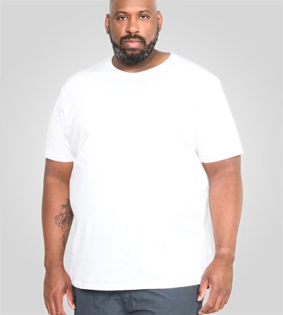 D555 Big & Tall 5 PACK Combed Cotton Crew Neck T-Shirt-WHITE