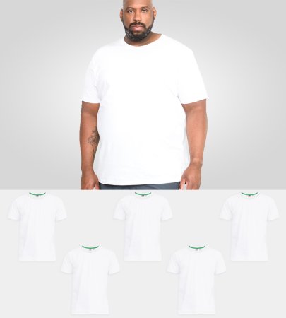 D555 Big & Tall 5 PACK Combed Cotton Crew Neck T-Shirt-WHITE