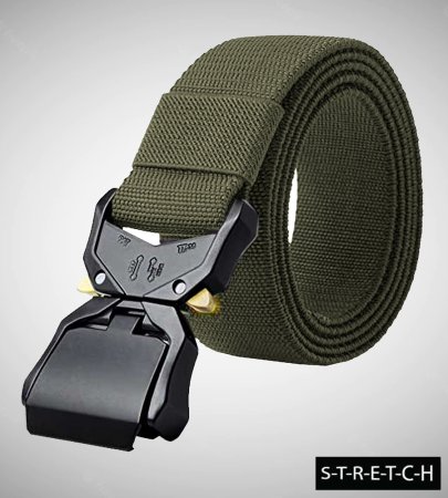 D555 Big Mens Tactical Stretch Webbing Belt With Heavy Duty Quick Release Buckle (DALE 2)