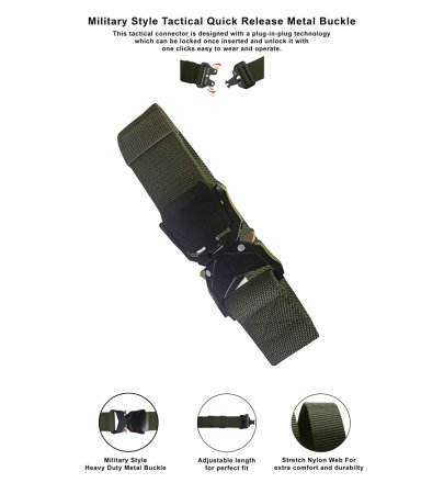 D555 Big Mens Tactical Stretch Webbing Belt With Heavy Duty Quick Release Buckle (DALE 2)