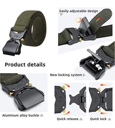 D555 Big Mens Tactical Stretch Webbing Belt With Heavy Duty Quick Release Buckle (DALE 2)