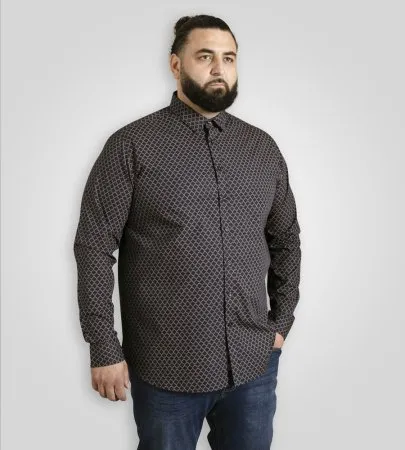 D555 Men's King Size Long Sleeve Shirt - 100% Cotton, Button-Down, Size 6XL Black - View #3