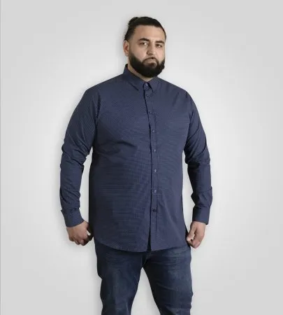 D555 Men's King Size Long Sleeve Shirt - 100% Cotton, Button-Down, Size 6XL Black - View #8