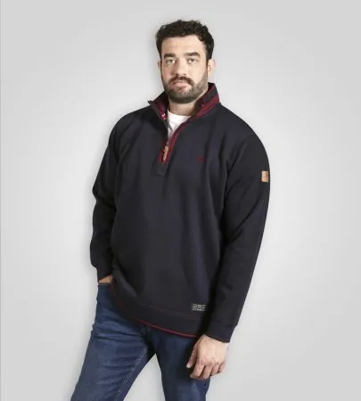 Duke Direct D555 Mens Navy Fleece Sweatshirt With 1/4 Neck Zip