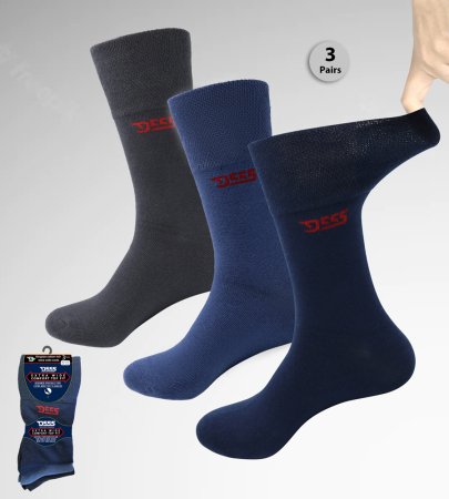 D555 Big Mens Extra Wide Comfort Fit Socks 3 Pair Pack (HAROLD 2)