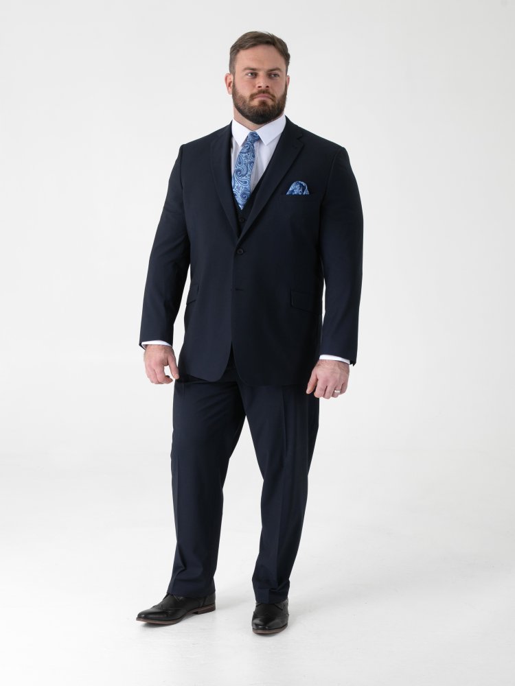 D555 Big Mens Navy Suit – 3 Piece Suit (TED)