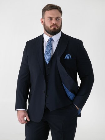 D555 Big Mens Navy Suit – 3 Piece Suit (TED)